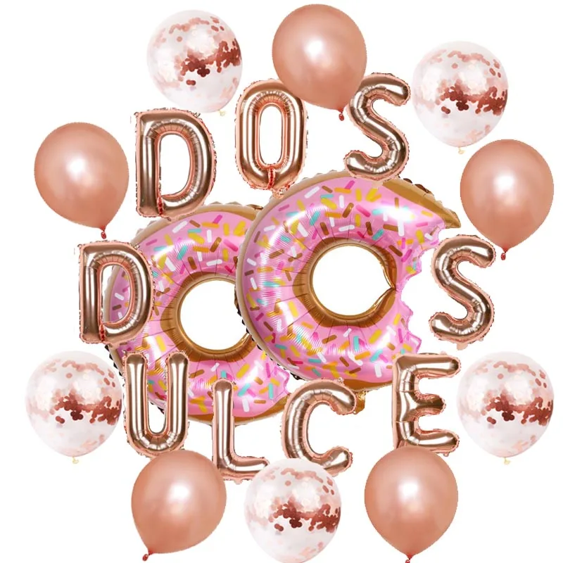 Шары из фольги в виде двух надписей Пончик для вечерние ринки честь Дня рождения