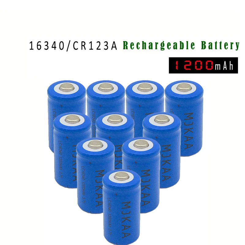 MJKAA 10/12/20Pcs 16340 CR123A 3.7V 1200mAh li-ion Rechargeable Battery Lithium 3.7 V CR 123A Batteries