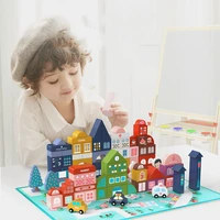 baby kindergarten kid enlighten brain game cartoon lifelike city diy wooden health large particle building blocks toy gift 2021