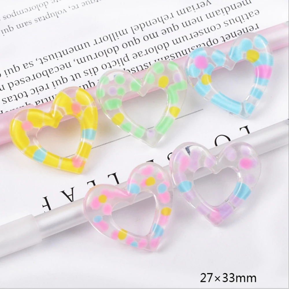 Кавайный Кабошон из смолы с плоской задней стороной в форме сердца для украшения