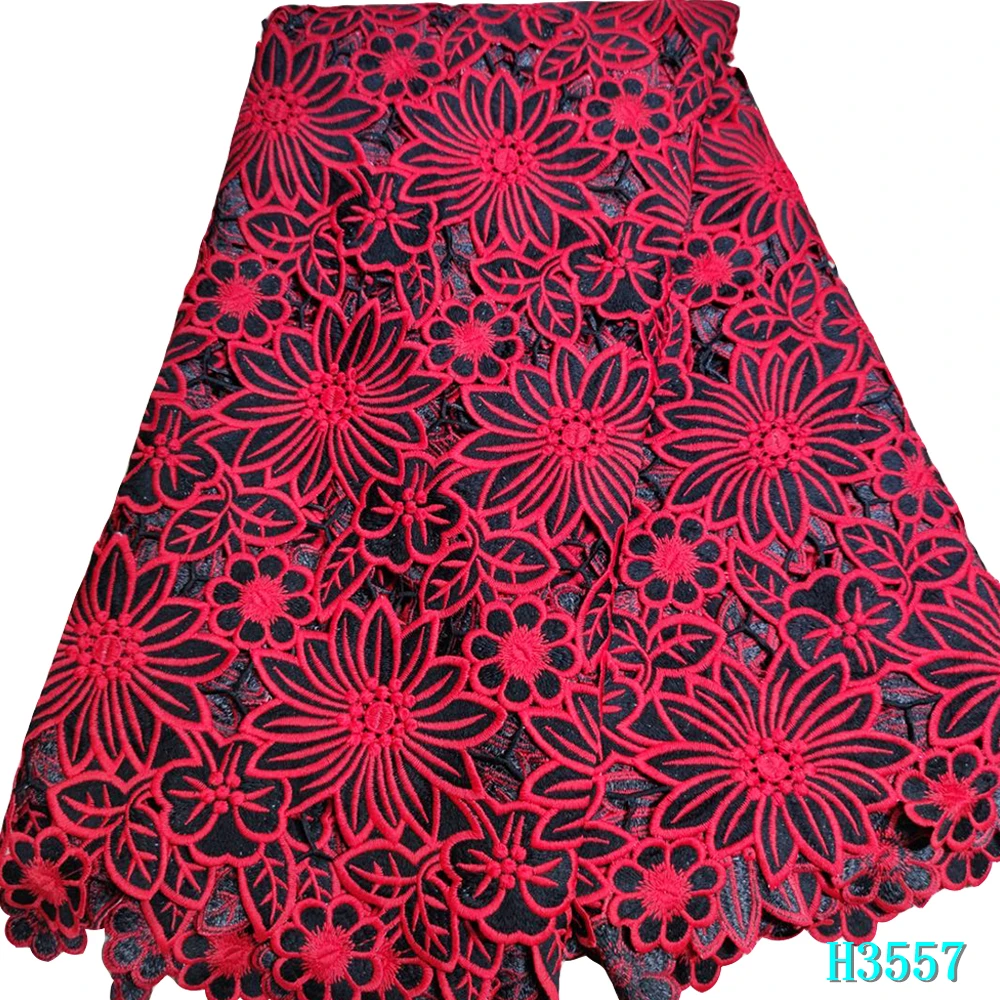 

HFX African Cord Lace Fabric Yellow High Quality Party Dress Water Soluble Nigeria Lace 2019 African Guipure Lace Fabric X2339