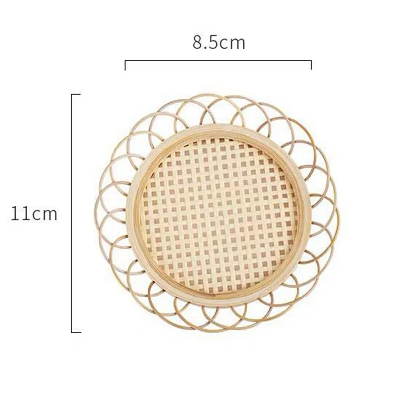 

Japanese Style Bamboo Woven Saucer Handmade Bamboo Coaster Cup Holder Pot Pad Tea Mat Rattan Woven Cup Holder Coaster