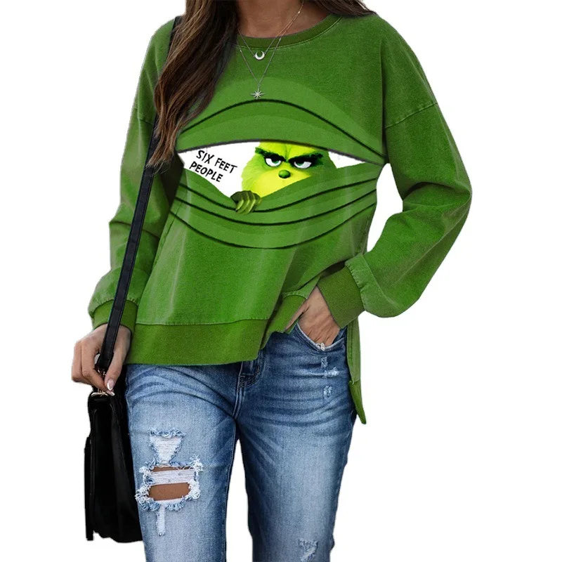 

Printing leisure long-sleevedAutumn And Winteris a cotton padded covering head round collar street Christmas tide satellite