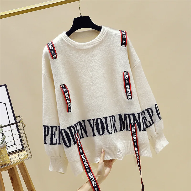 Женский вязаный свитер QING MO асимметричный Пуловер зеленого цвета с буквенным