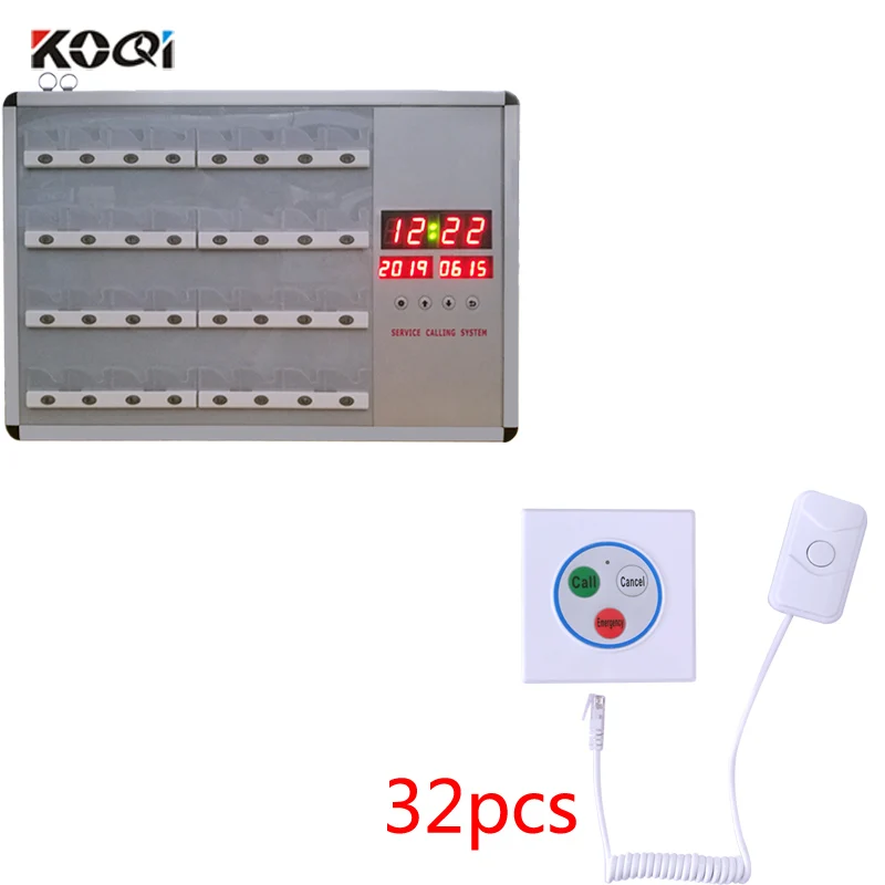 

Система вызова медсестры в клинике с голосовым оповещением, 1 дисплей хоста, 32 порта RJ11 для подключения дополнительной кнопки к вызову