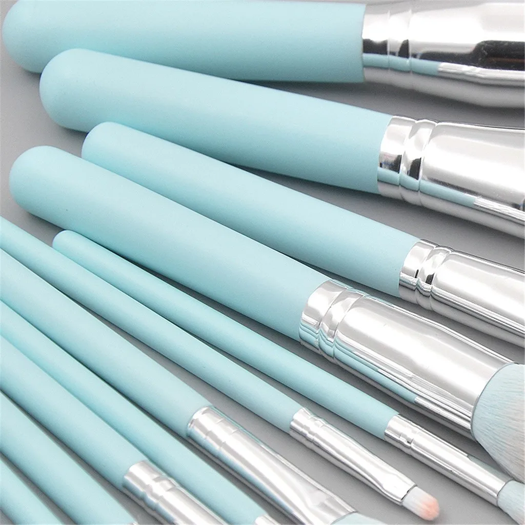 12 шт. Светло-Голубые Деревянные кисти для макияжа набор тональной пудры румяна