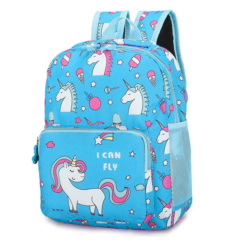 Детская школьная сумка с милым единорогом рюкзак мультипликационным принтом для