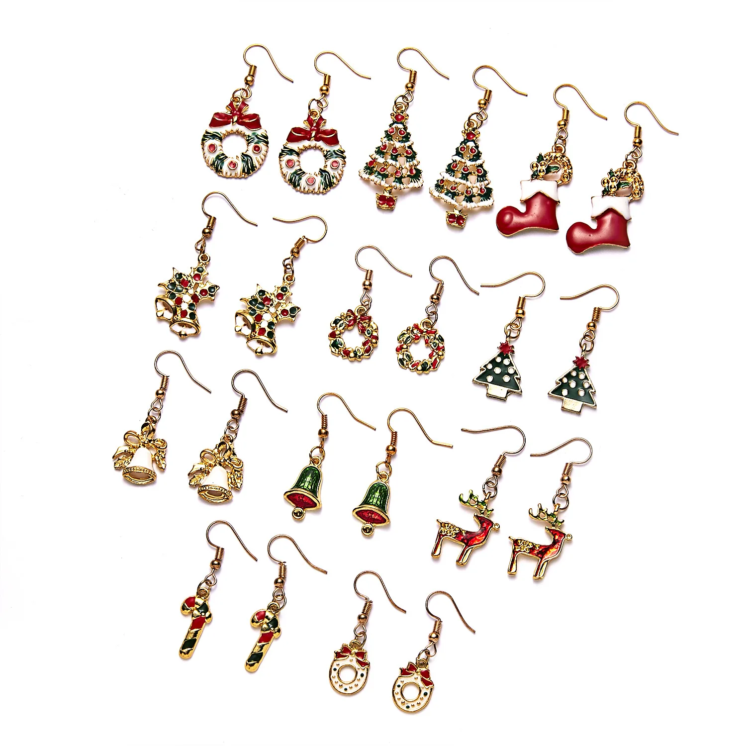 

Popular Christmas Earrings Decoration Fashion Womens Girls Ear Hook Christmas Trees Elk Bell Socks Earrings Jewelry For Holiday