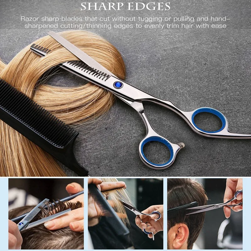 

12Pcs Hair Cutting Scissors Set Thinning Scissor Hair Comb Scissors Case Barber Salon Home Shear Kit for Men Women Pet