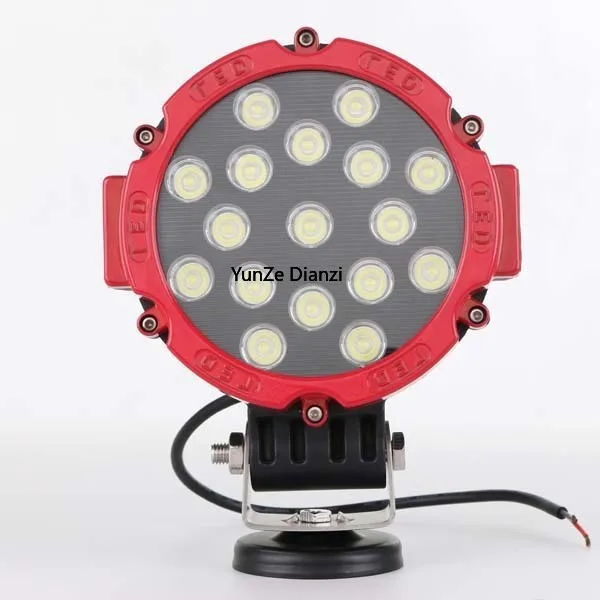 

Red/black 7Inch LED Work Light 51W Spot Flood Beam Round Offroad Driving Light 12V 24V For Jeep ATV UAZ SUV 4x4 Truck Tractor