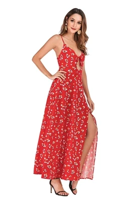 2020 Explosion Models Summer Trend Sling Print Dress Beach Skirt |
