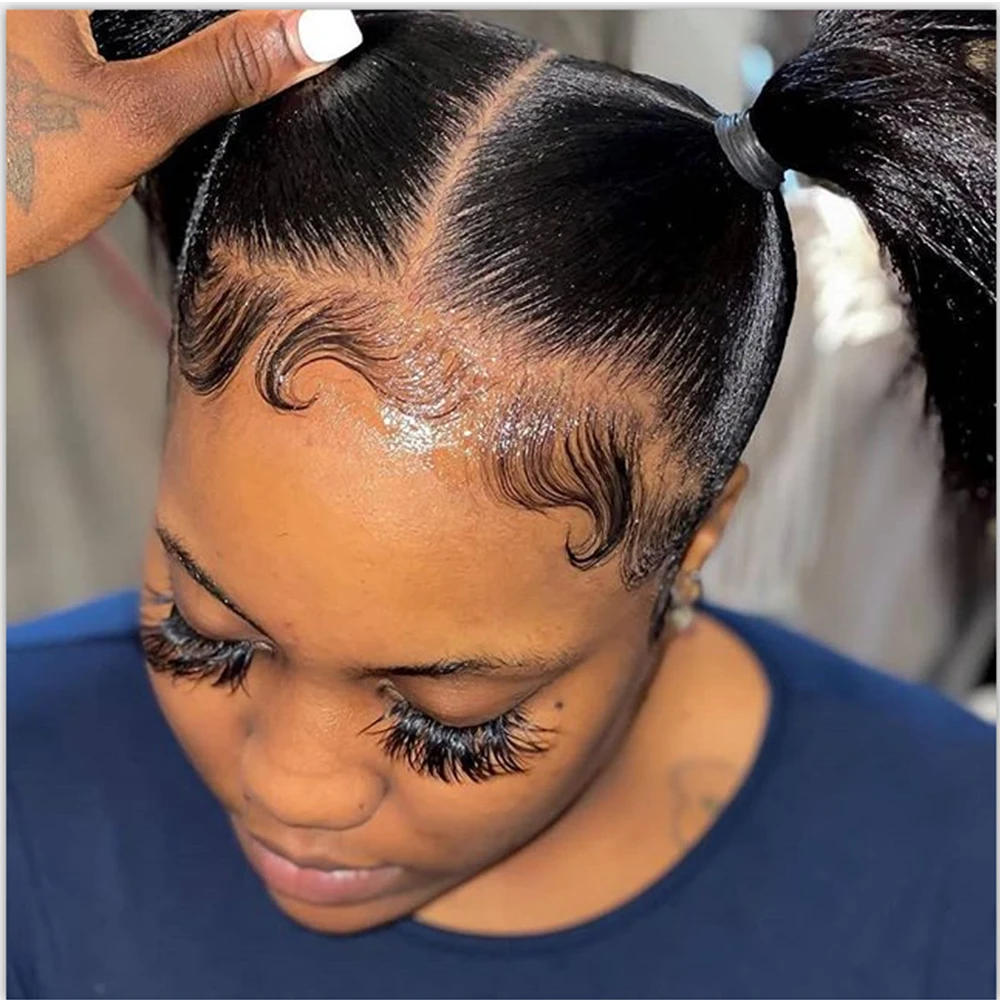 Женские бразильские прямые передние парики на сетке предварительно выщипанные