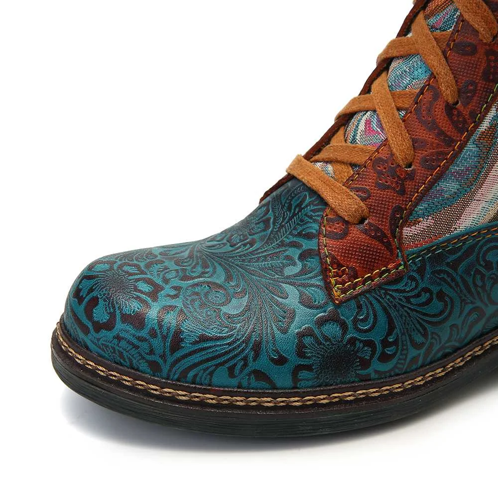 SOCOFY/Botas Mujer; короткие ботинки из тисненой натуральной кожи на плоской подошве со шнуровкой на молнии; женская обувь; женская зимняя обувь