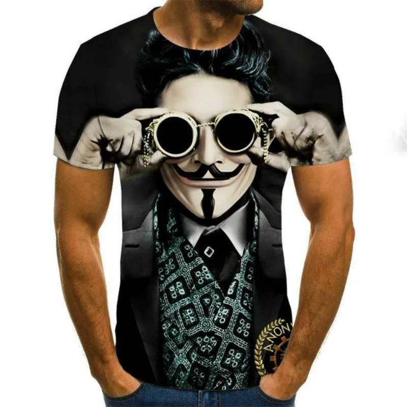 

3D printed T-shirt men's casual O-neck T-shirt Fun hip-hop short-sleeved all-match tops Summer 2021