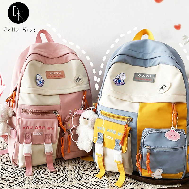 

Ladies Kawaii Ita Bag Women Fresh Hit Color Cute Letter Embroidery Backpack College Style Student School Bag Japanese Backpack