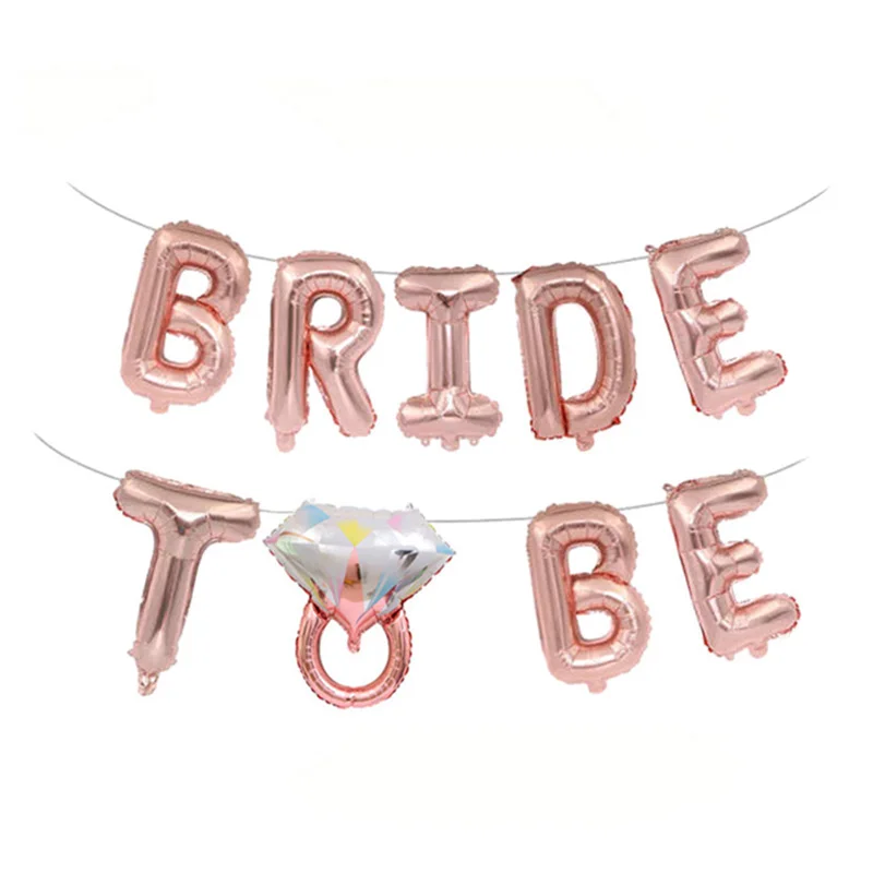 

Wedding Party Rose Gold Bride To Be Balloons For Bridal Shower Decor Diamond Ring Globos