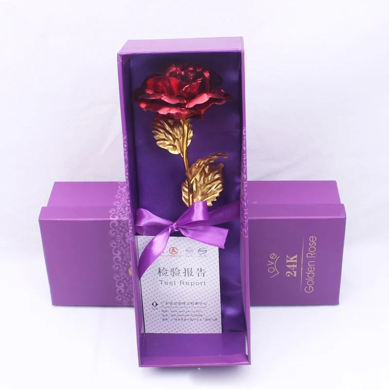 red rose no base Дропшиппинг День Святого Валентина 24K Фольга Золотая Роза креативный подарок длится навсегда любовь Свадебный декор любовник Роза - Цвет: red rose no base