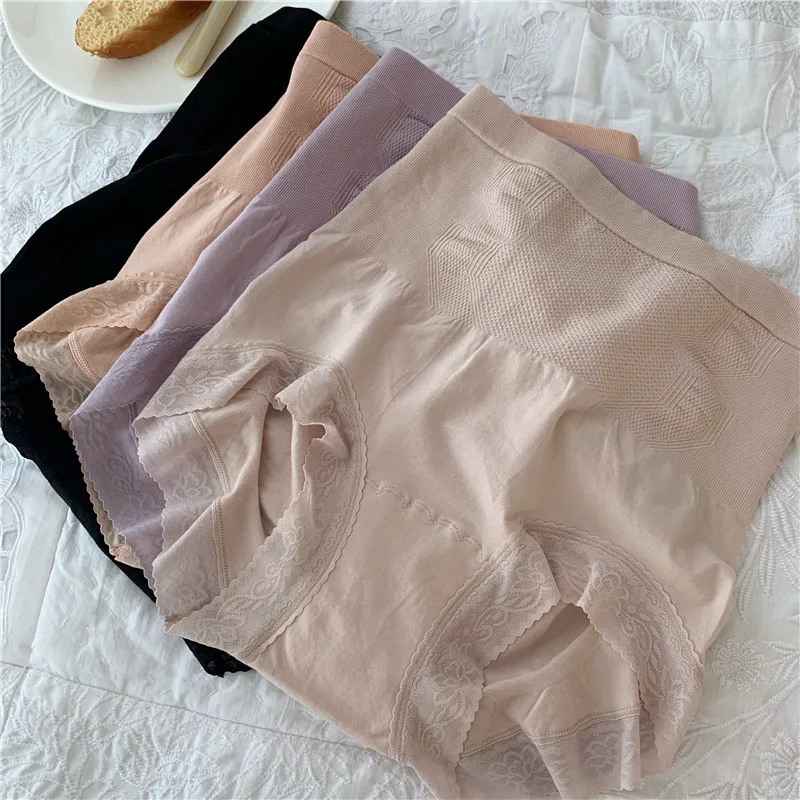 3D соты теплые дворцовые трусы Бесшовные трусики Высокая талия живот дамское