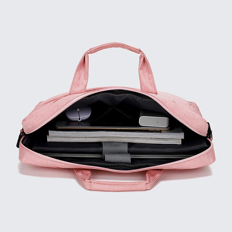 Solid Color Portable Laptop Shoulder Bag Document Storage Briefcase Handbags Household Office Travel Supplies Tools Accessories