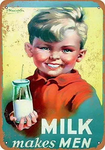 

SRongmao 8 x 12 Metal Sign 1930 Milk Makes Men
