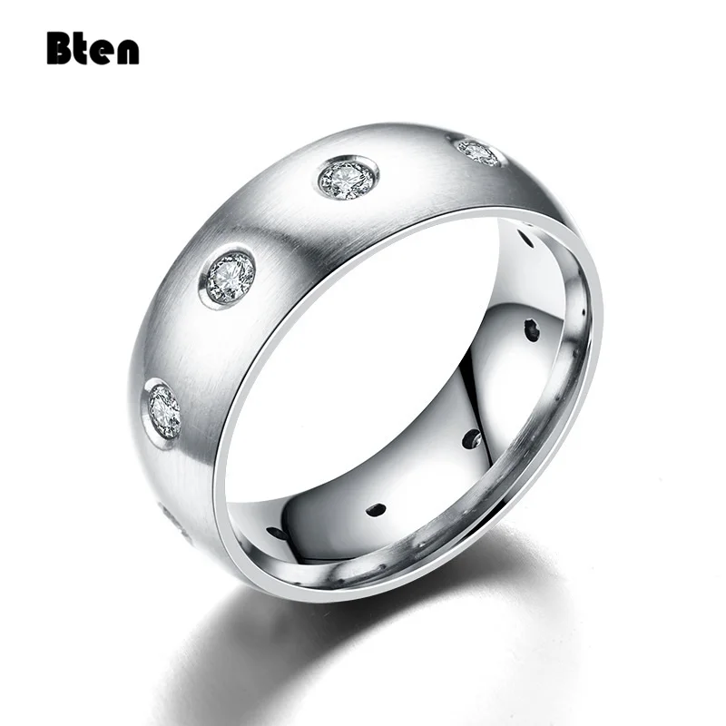 Женское Обручальное кольцо из нержавеющей стали 316L с кристаллами Bten CZ