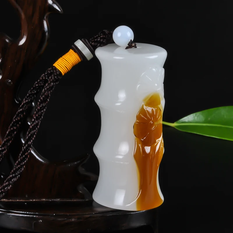 Natural hetian white jade pendants handcarved bamboo pendant natural stone jadeite necklace jewelry | Украшения и аксессуары
