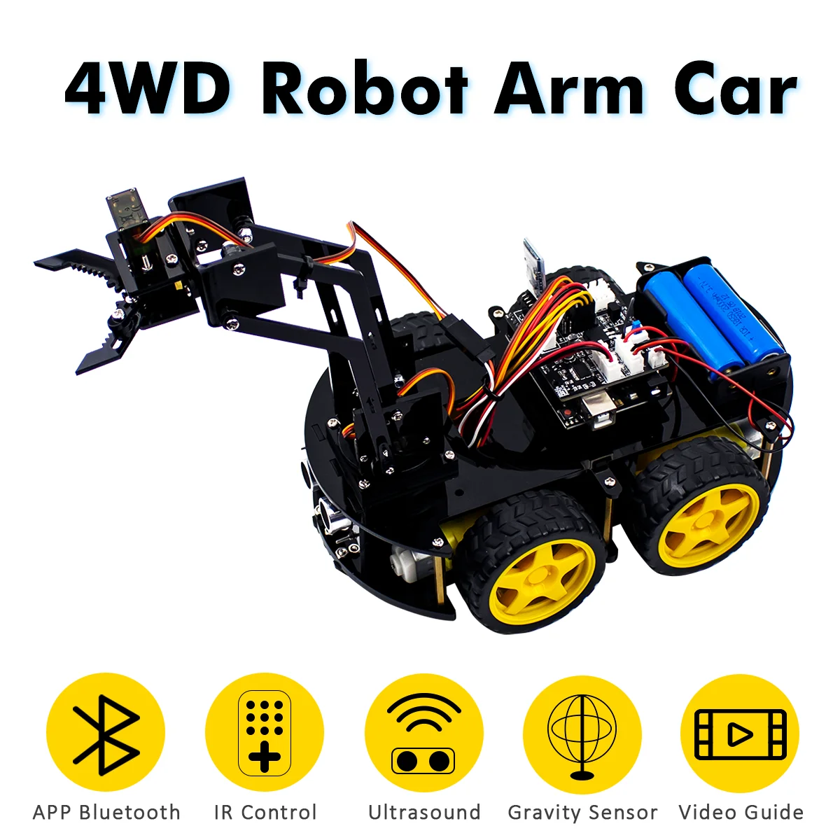 Механический робот LAFVIN 4WD автомобильный комплект Arm для Arduino робот-автомобиль