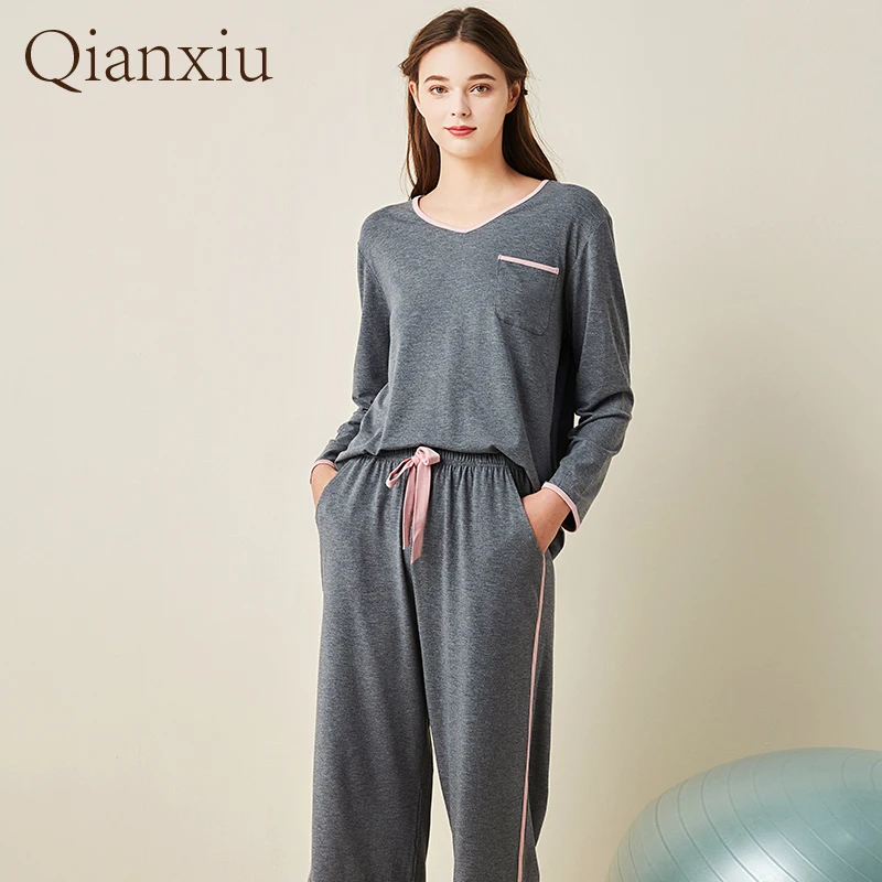 2022 Женское зимнее осеннее нижнее белье из бамбукового волокна пижамный комплект
