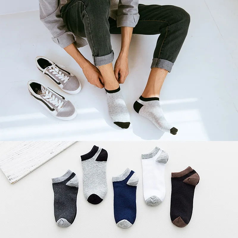 

5 Pairs New for 2020 Men's Socks Cotton Shallow Mouth Casual and Funny Socks Men for Spring Summer Calcetines Hombre 42408