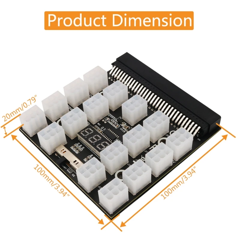 

67JA Power Breakout Board 12V 64P to 17x 6Pin Adapter Converter for Ethereum ETH BTC Miners Mining Graphics Card Power Supply