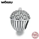 WOSTU сосна конус очарование стерлингового серебра 925 Циркон Lucky Bead Fit оригинальный браслет ожерелье винтажная Подвеска DIY драгоценность; ry CTC337