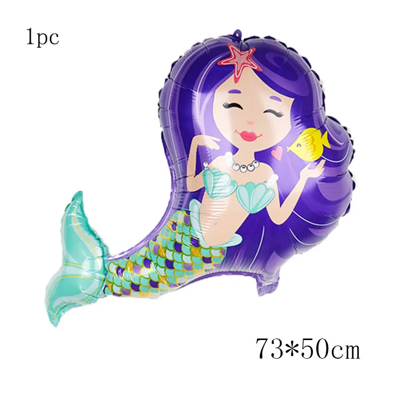 

16pcs Mermaid Party Supplies Set Decoration Ariel Mermaid foil balloons Kids Girls Happy Birthday party decorations kids globos