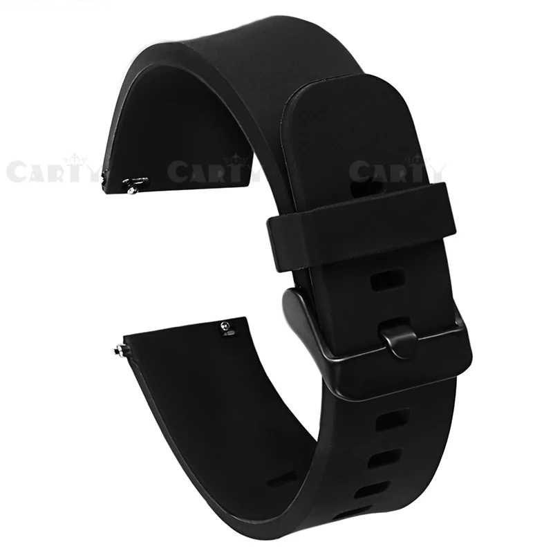 Black black buckle Carty силиконовые браслеты для часов быстросъемные ремешки для часов 20 мм 22 мм Мужские и женские мягкие резиновые черные или серебряные пряжки безопасные кольца Хранитель - Цвет ремешка: Black black buckle