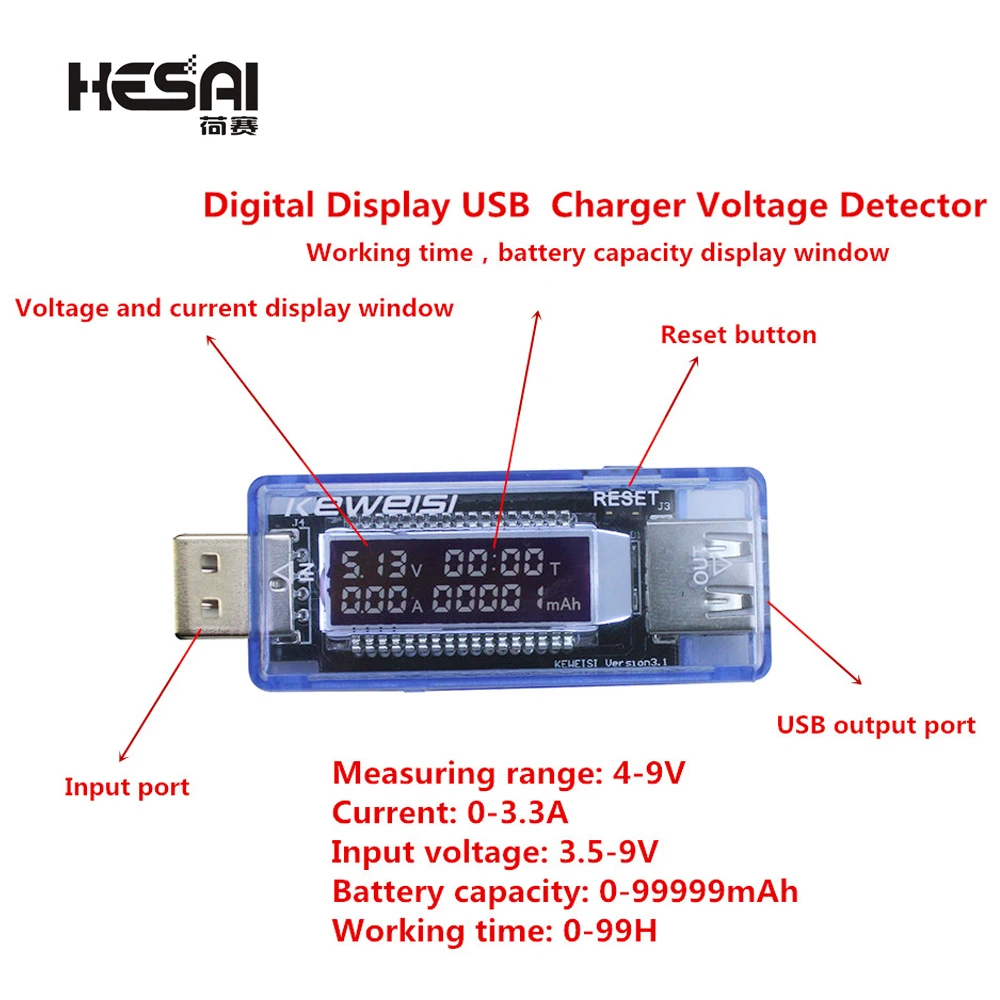 

Digital Display USB Charger Doctor Capacity Current Voltage Detector Meter Battery Tester QC2.0 3.0 4-30v Electrical Power