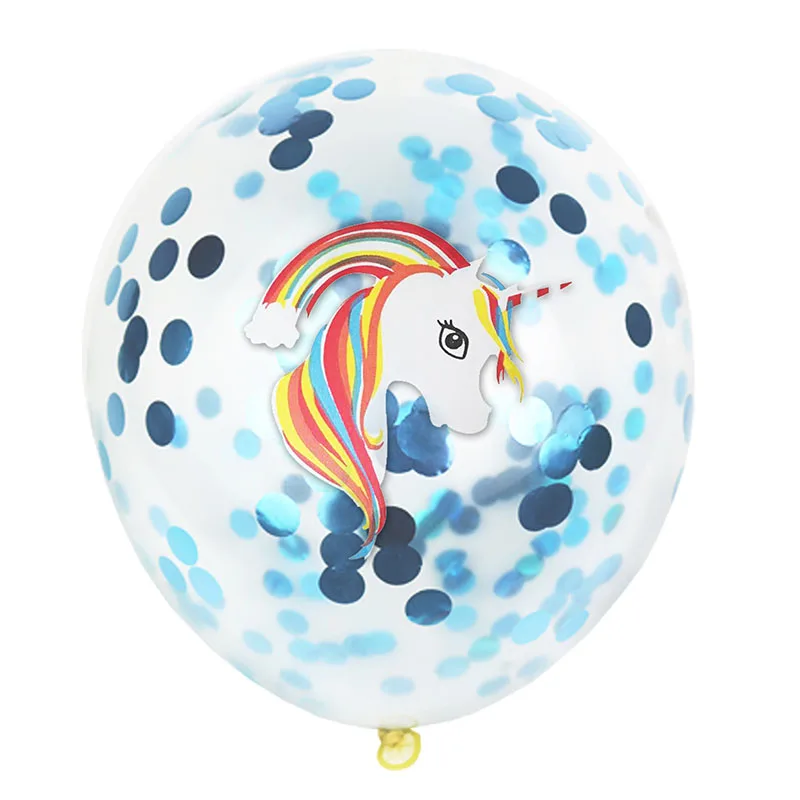 

5pcs/lot 12inch Colourfully Confetti Unicorn Latex Balloons Transparent Confetti Balloon Birthday Party Wedding Decorations