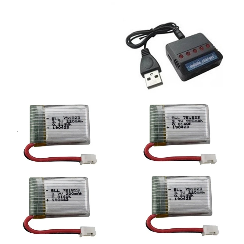 3,7 в 220 мАч LIPO батарея с зарядным устройством для E010 T36 NH010 F36 H36 RC дроны батарея для HS210 SANROCK GD65A ATOYX AT-66 751823 - Цвет: Красный