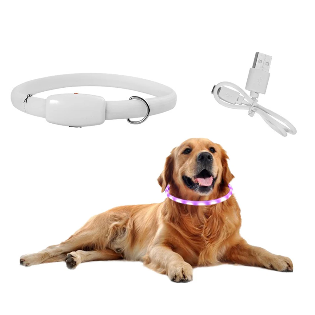 

USB Rechargeable LED Dog Light Up Safety Collar Night Glow Adjustable Bright