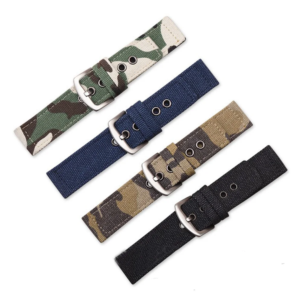 

18mm 20mm 22mm 24mm Black Canvas Camouflage WatchBand Universal Replacement Nylon Watch Strap