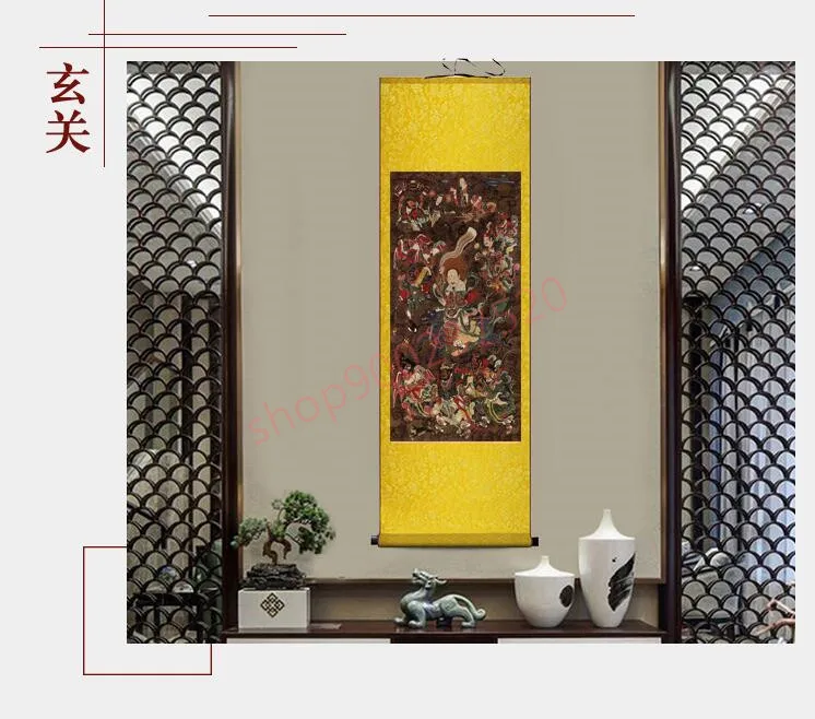 (По индивидуальному заказу) девять дней YingYuan thunder Puhua god статуя шелковая висячая