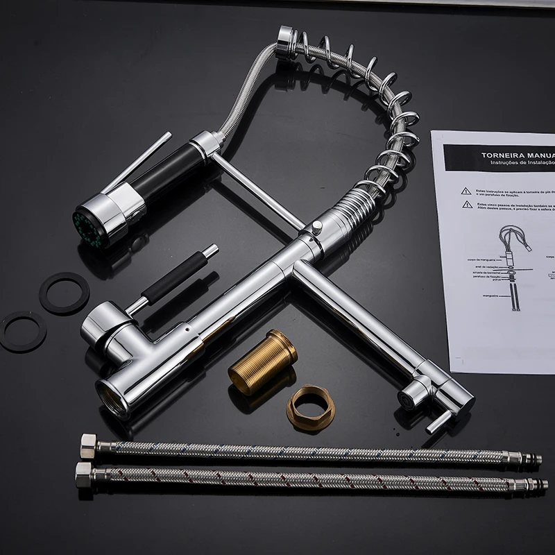 Хромированный кухонный кран выдвижной распылитель для раковины поворот на 360 °