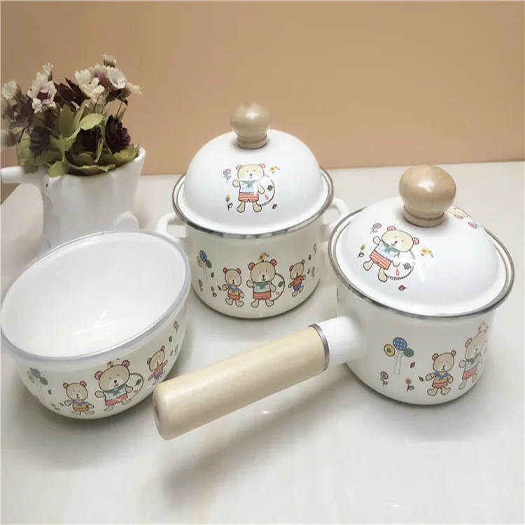 Набор посуды кастрюля для супа молочный горшок эмалированная сковорода кухонная