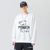 mens sweater clothing round collar long sleeve skateboard bear print large loose autumn tidal current direct selling 2021 new