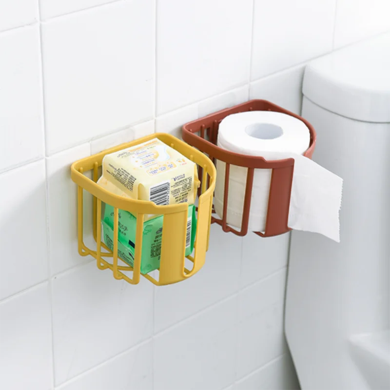 

Plastic Waterproof Wall Mount Toilet Paper Holder Shelf Toilet Paper Tray Roll Paper Tube Storage Box Creative Tissue Boxes