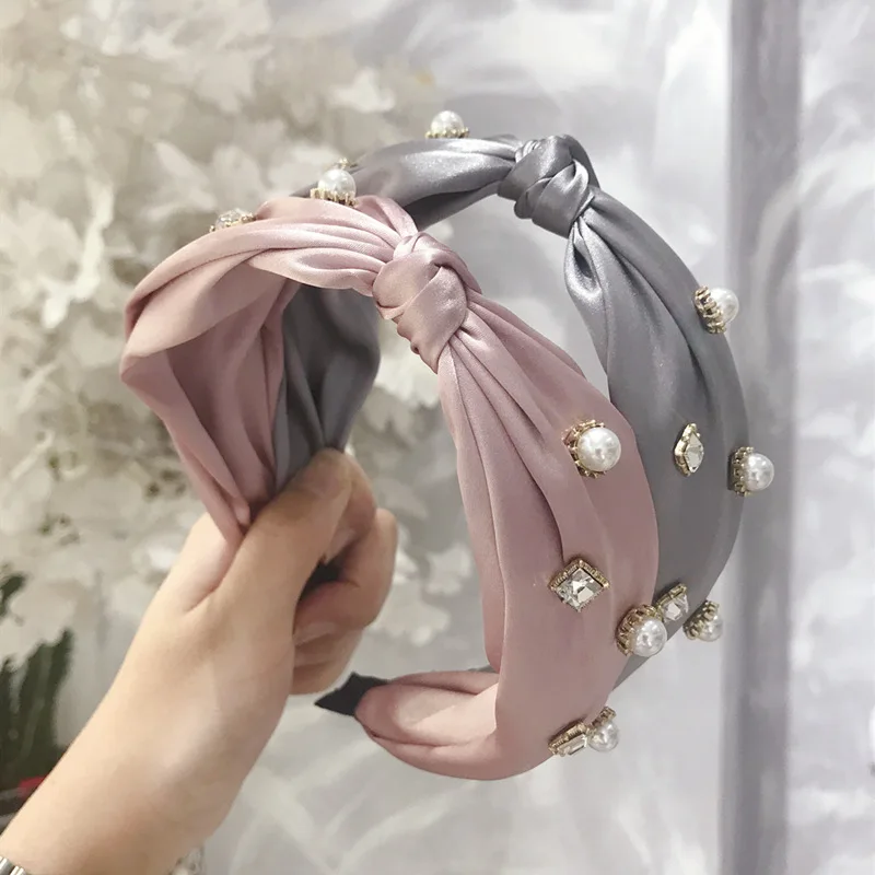 2021 модные жемчужные повязки для волос стразы Женский тюрбан повязка на голову