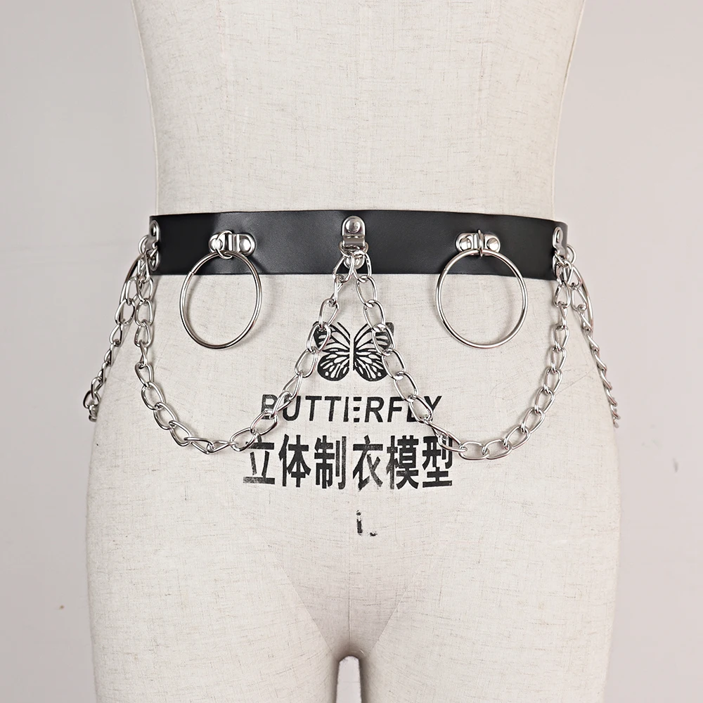 UYEE сексуальный женский модный пояс цепь кожи в стиле панк на подтяжках