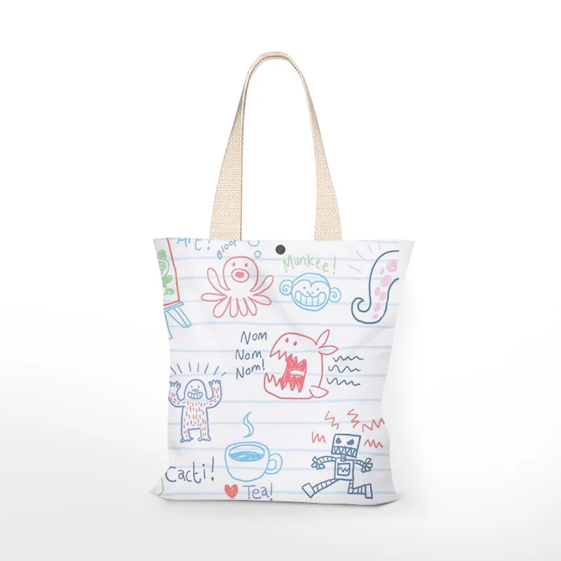 

Shopper Bag Canvas Shoulder Shopping Bag With Anime Eco Friendly Cloth Bag Reusable Aesthetic Handbag
