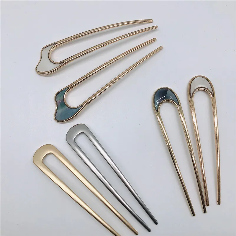 

Vintage Chinese Style Simple Geometry Shell Metal Hair Sticks Adult Headdress Fashion Girl Women's Hairpins Hair Accessories