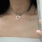 Новое модное ювелирное ожерелье в форме сердца металлическое массивное ожерелье на толстой цепочке женское массивное ожерелье оптовая продажа