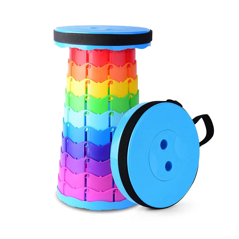 Retractable Folding Stool for Adult Kids Camping Travel Fishing Outdoor Indoor Portable Rainbow Chair | Мебель