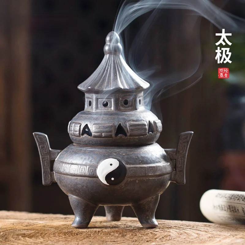 

Creative Plate Incense Burner Incense Burner Household Indoor Zen Decoration Taoism Tai Chi Eight Trigrams Offering Stove